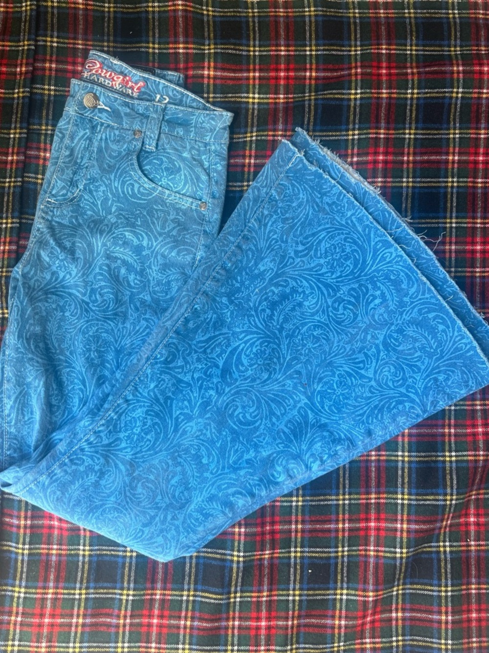Cowgirl Hardware Blue Paisley Flare Jeans bellbottom rodeo stampede